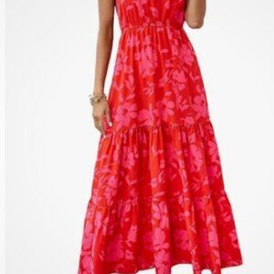 PRETTYGARDEN Women's Summer Red/Pink Floral Knot One Shoulder Sleeveless Dress